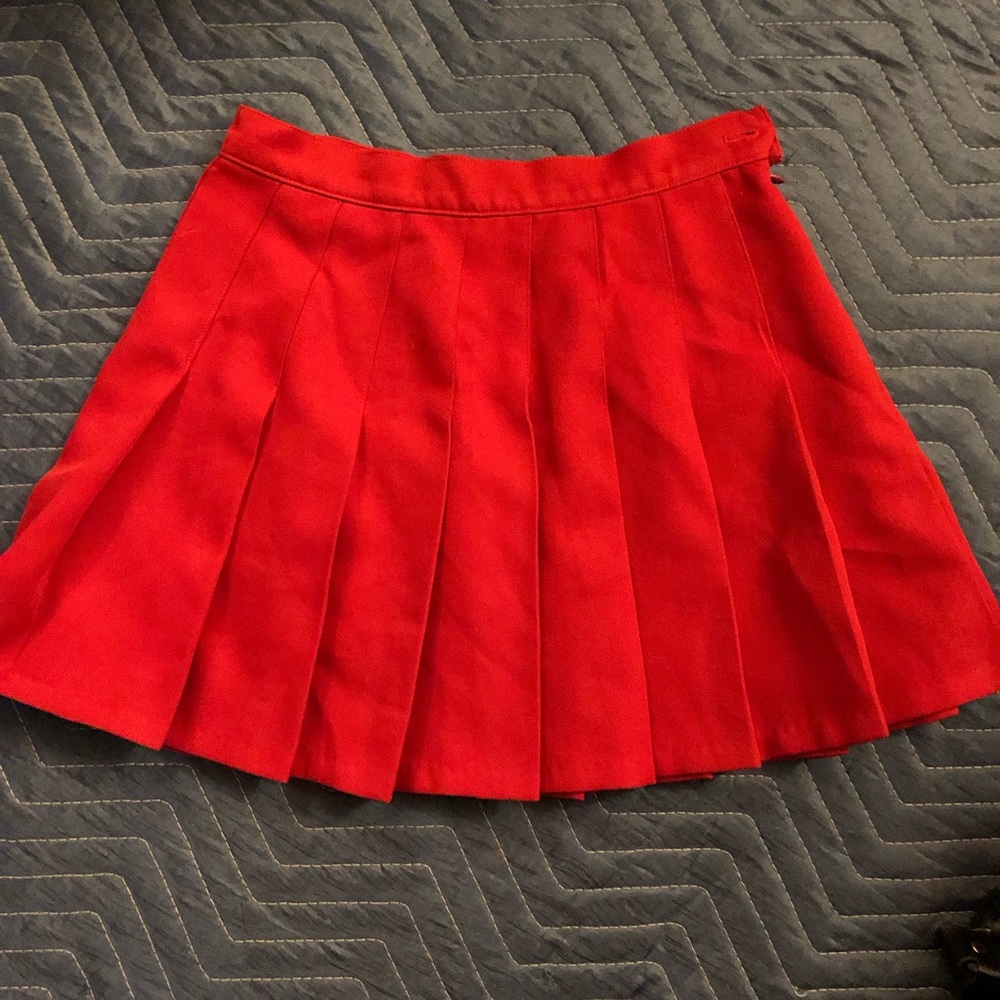 RARE red American apparel pleated mini skirt small